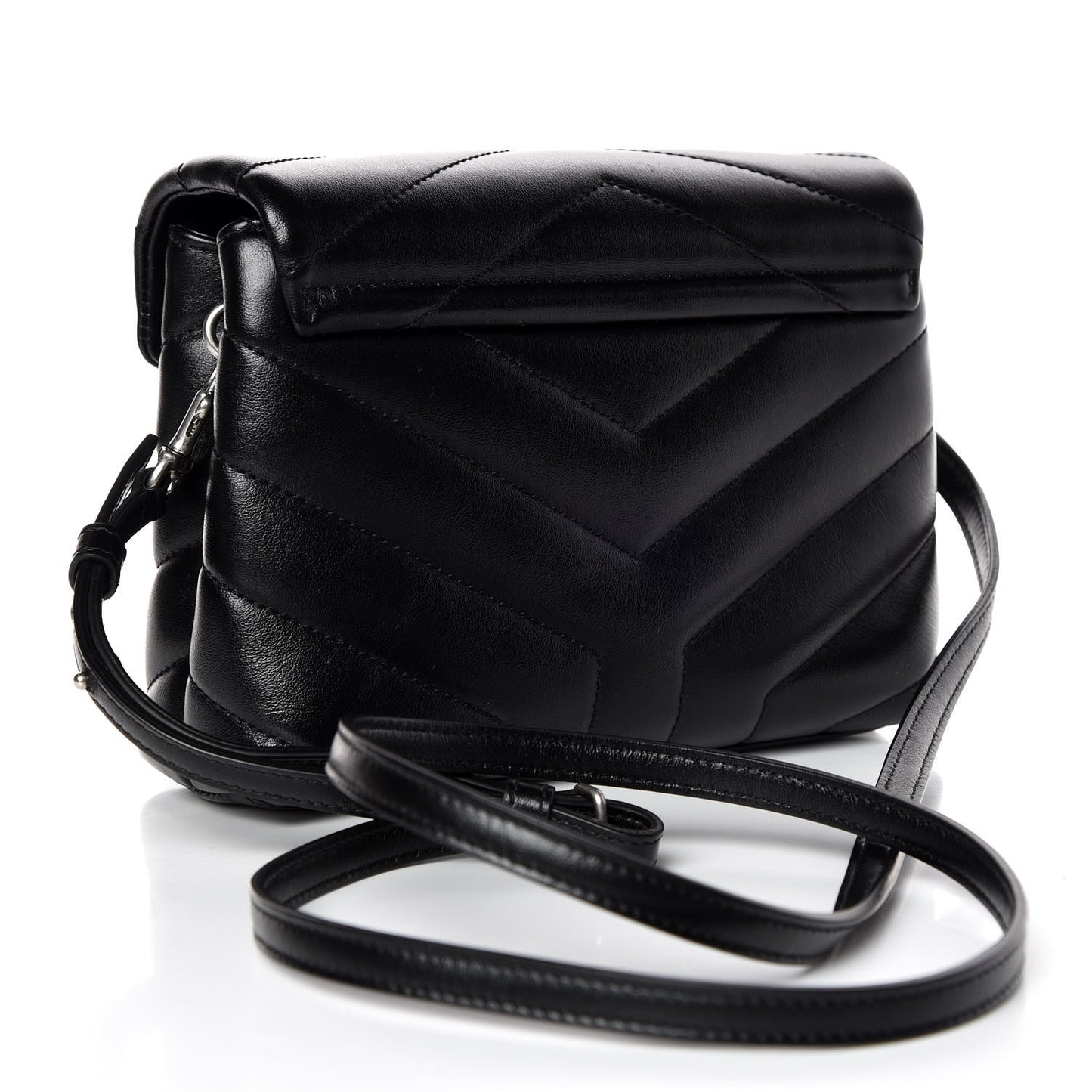 Calfskin Y Quilted Monogram Toy Loulou Crossbody Bag Black