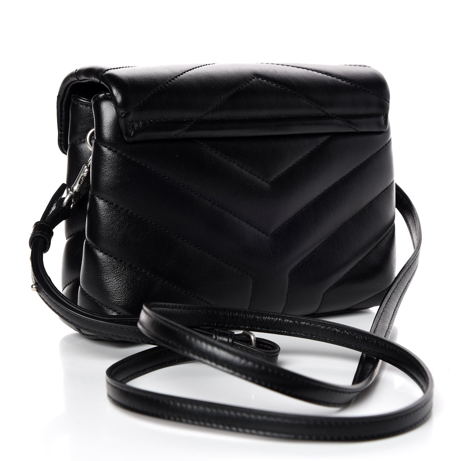 Saint Laurent Calfskin Y Quilted Monogram Toy Loulou Crossbody Bag Black 3 of 9