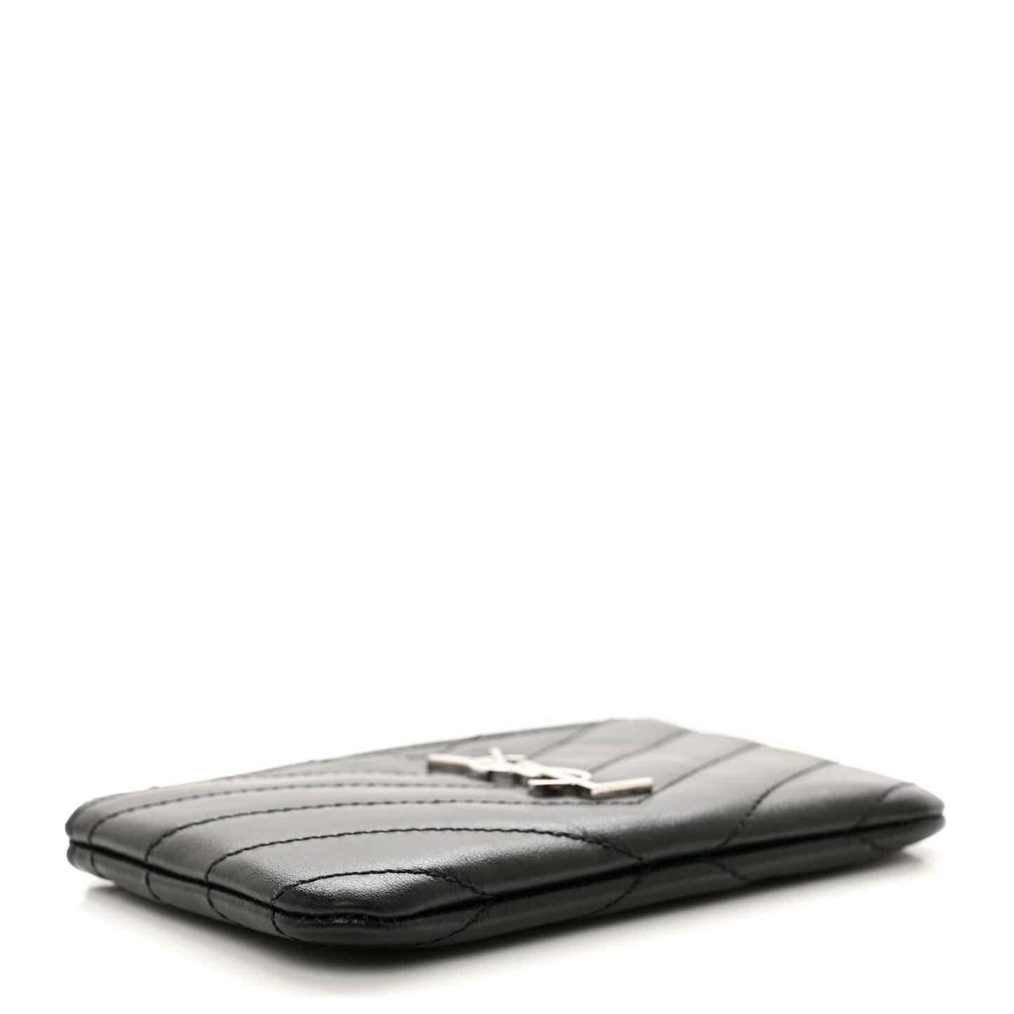 Calfskin Matelasse Monogram Key Pouch Black