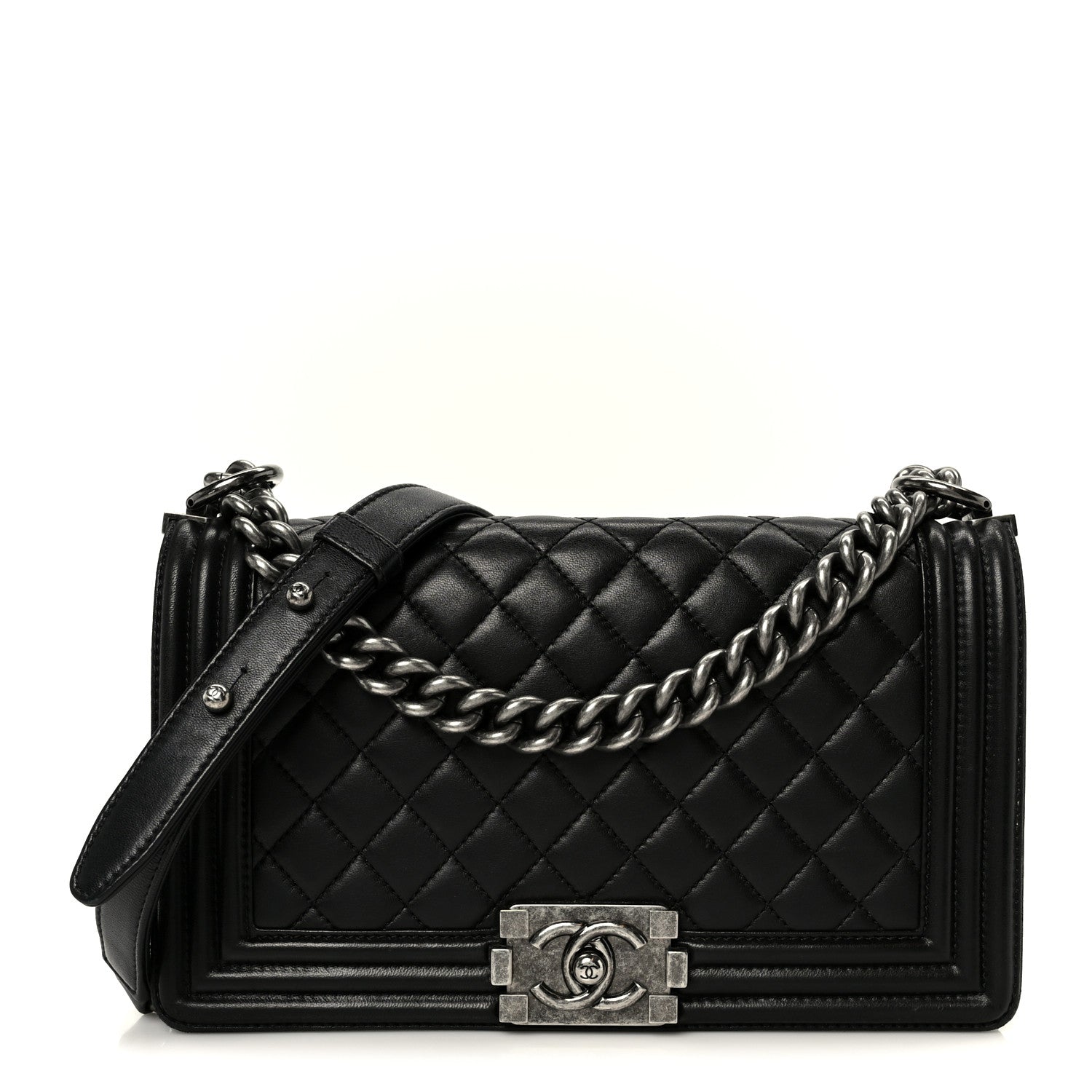 Chanel Lambskin Quilted Medium Boy Flap Black 1 of 10