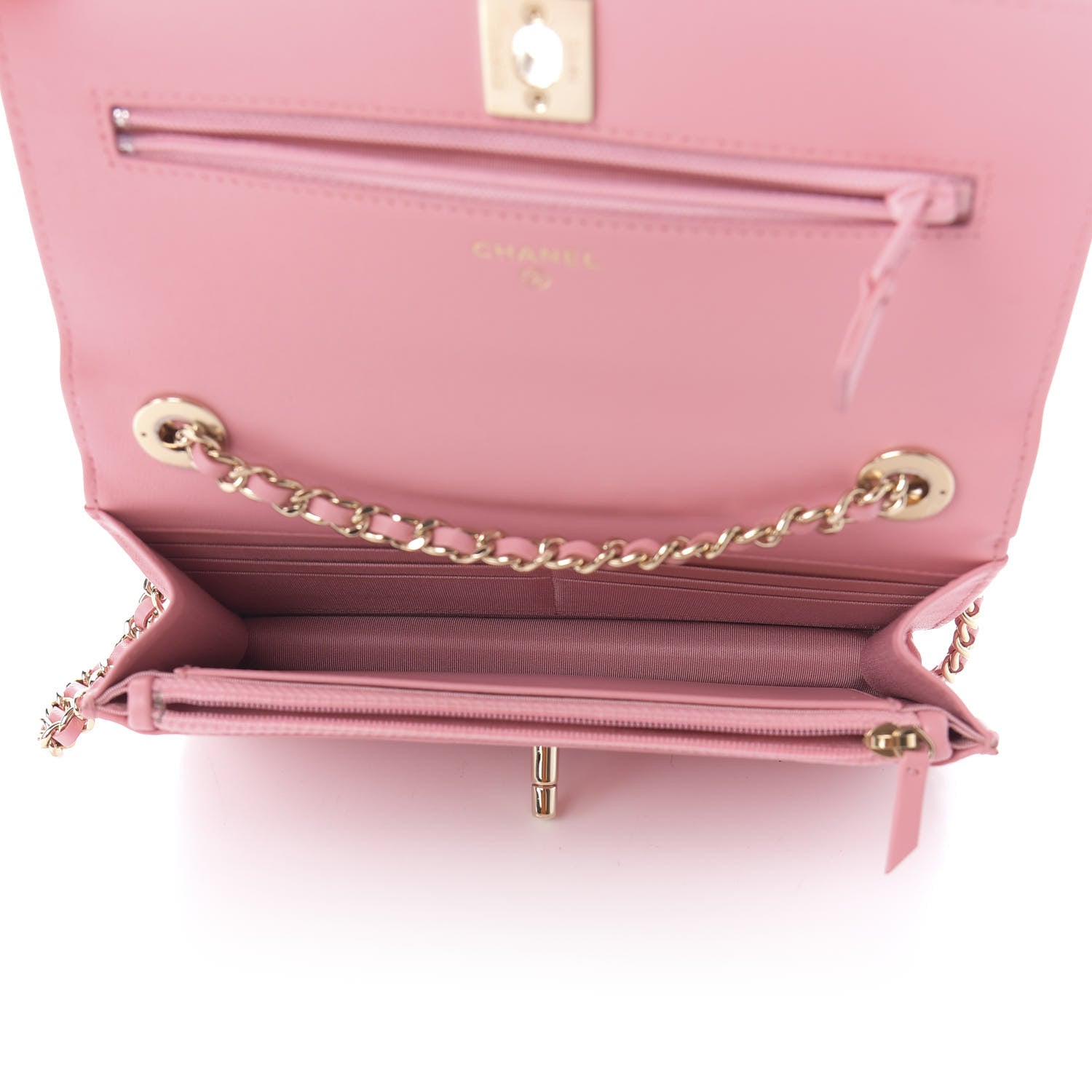 Chanel Lambskin Quilted Trendy CC Wallet On Chain WOC Pink 5 of 12
