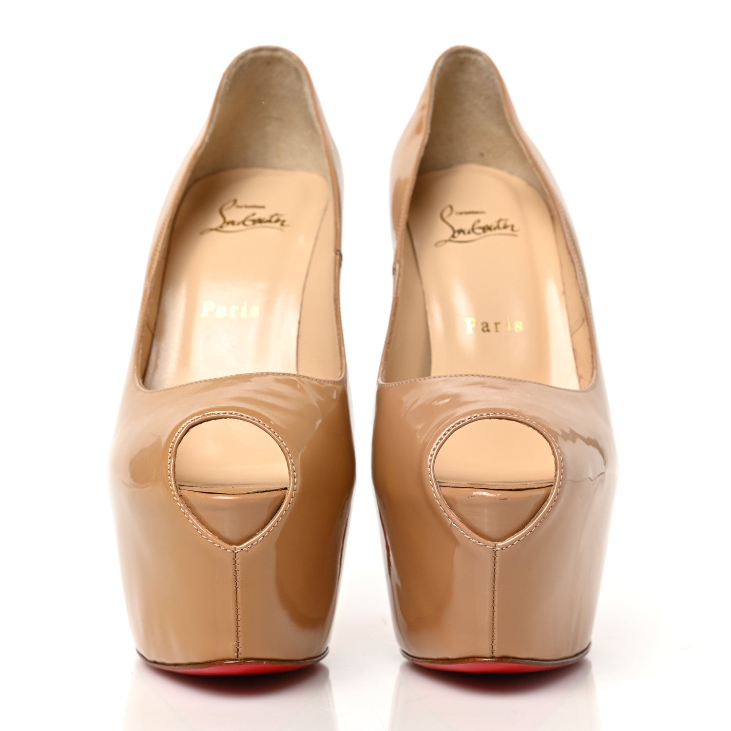 Christian Louboutin Patent Daffodile Peep Toe 160 Pumps 39 Nude 2 of 7