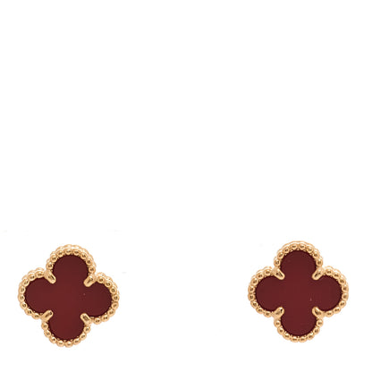 Van Cleef & Arpels 18K Rose Gold Carnelian Sweet Alhambra Earrings 1 of 4