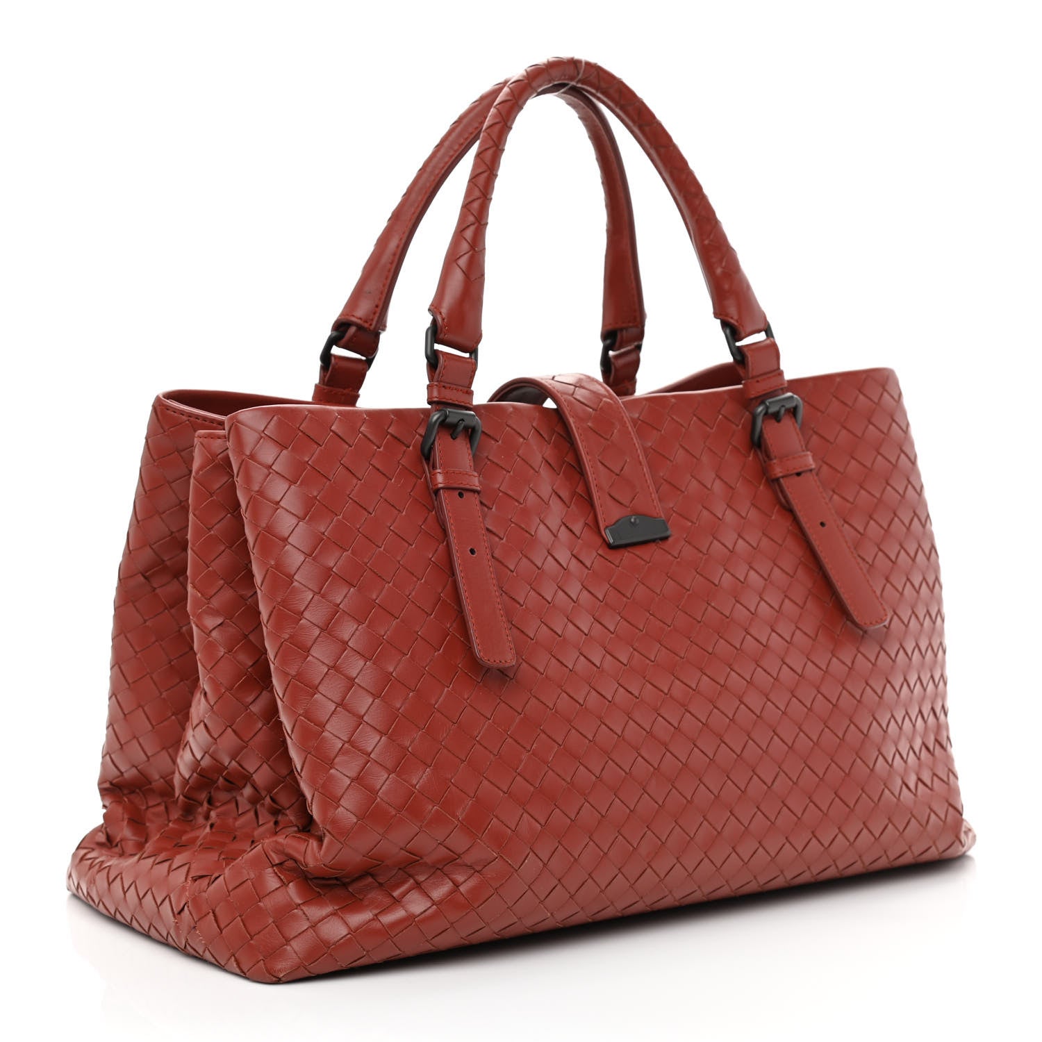Bottega Veneta Light Calf Intrecciato Medium Roma Dark Red 3 of 10