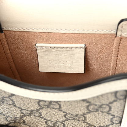 Gucci GG Supreme Monogram Azalea Calfskin Mini Horsebit 1955 Crossbody Bag Beige Ebony Mystic White 6 of 10