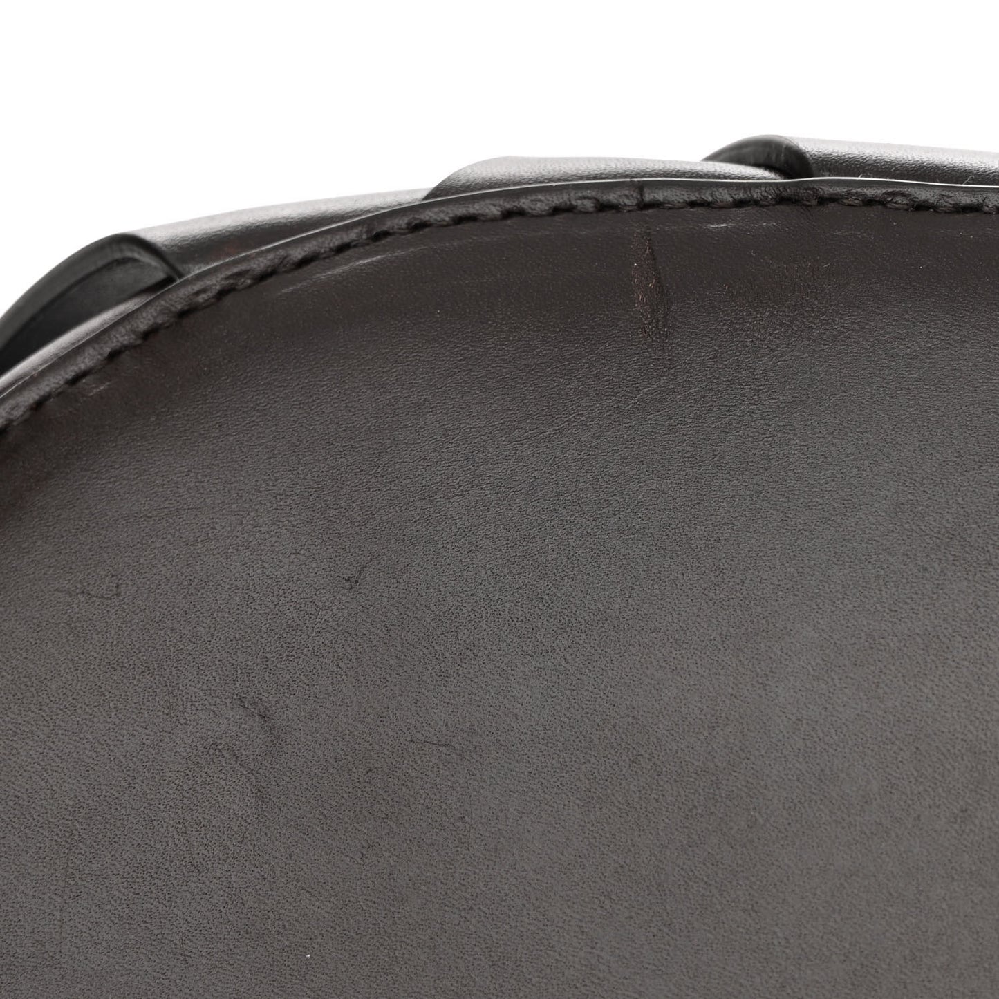 Calfskin V Woven Drawstring Tote Dark Brown
