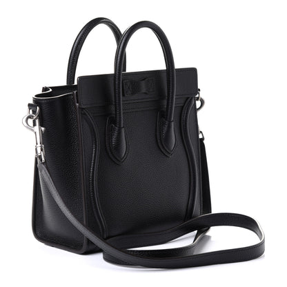 Celine Drummed Calfskin Nano Luggage Black 3 of 5
