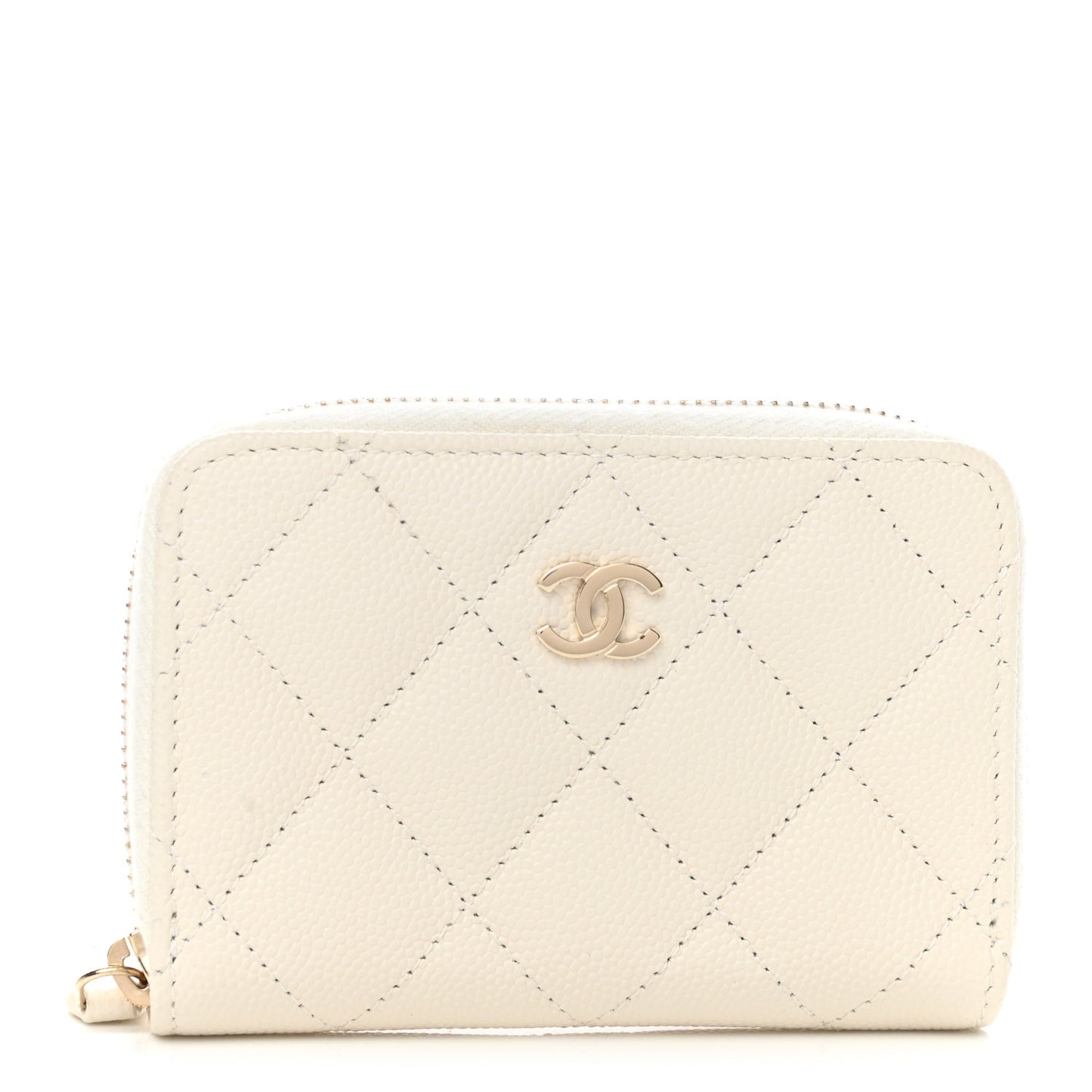 Caviar Quilted Zip Coin Purse White