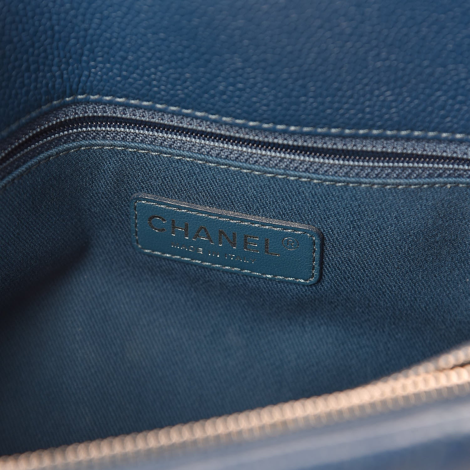 Chanel Caviar Quilted CC Timeless Soft Tote Blue 6 of 10