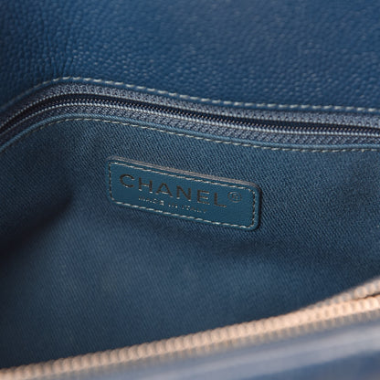 Chanel Caviar Quilted CC Timeless Soft Tote Blue 6 of 10