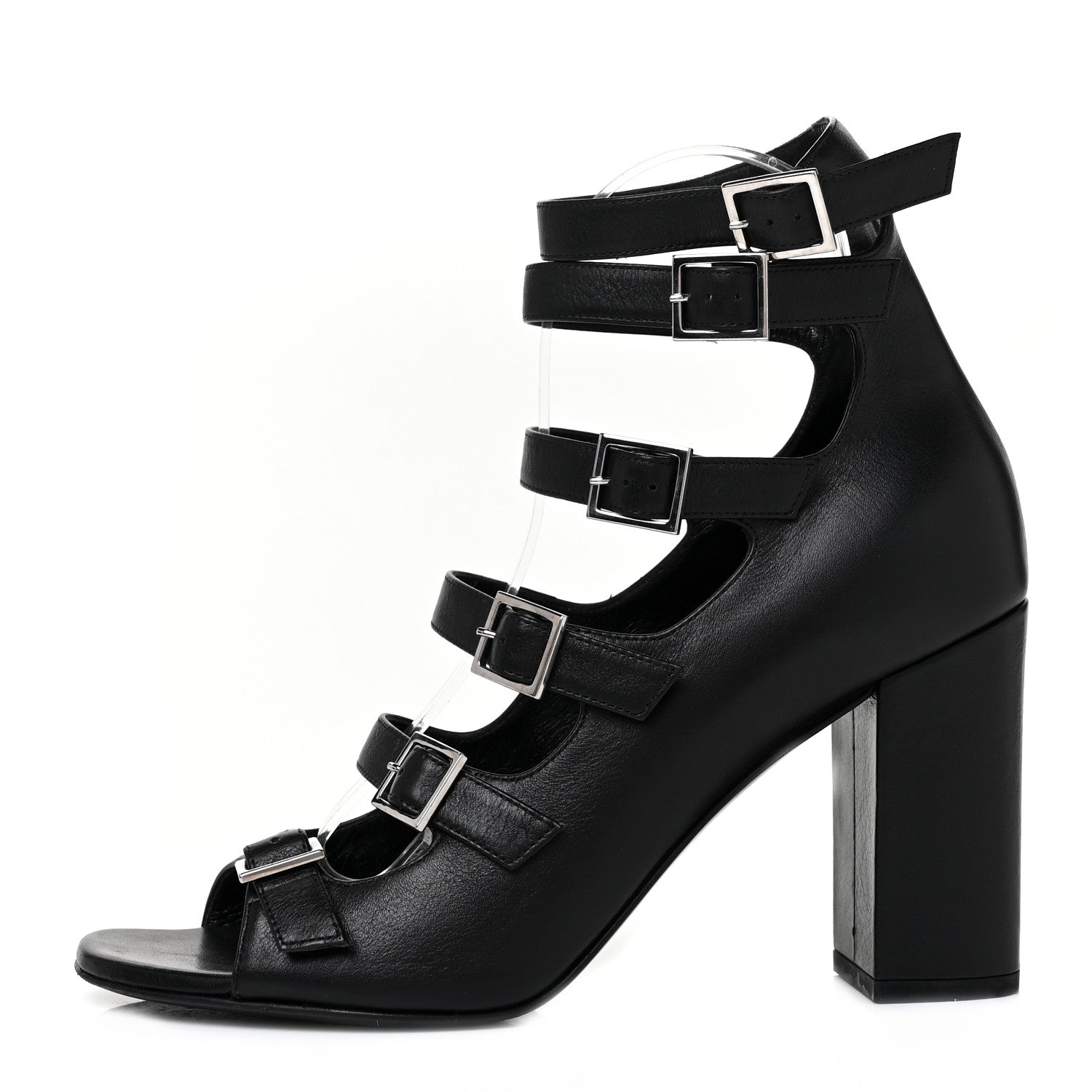 Saint Laurent Calfskin Babies 90 Multi Strap Sandal 39.5 Black 1 of 9