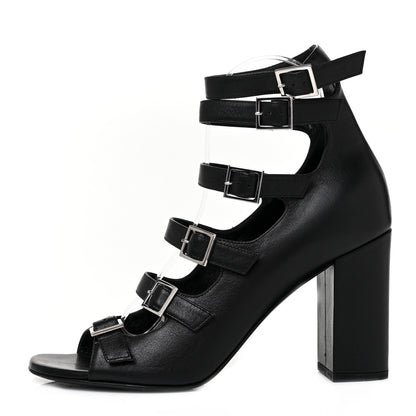 Saint Laurent Calfskin Babies 90 Multi Strap Sandal 39.5 Black 1 of 9