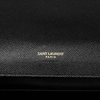 Saint Laurent Grain De Poudre Textured Mixed Matelasse Triquilt Monogram Clutch Black 7 of 8