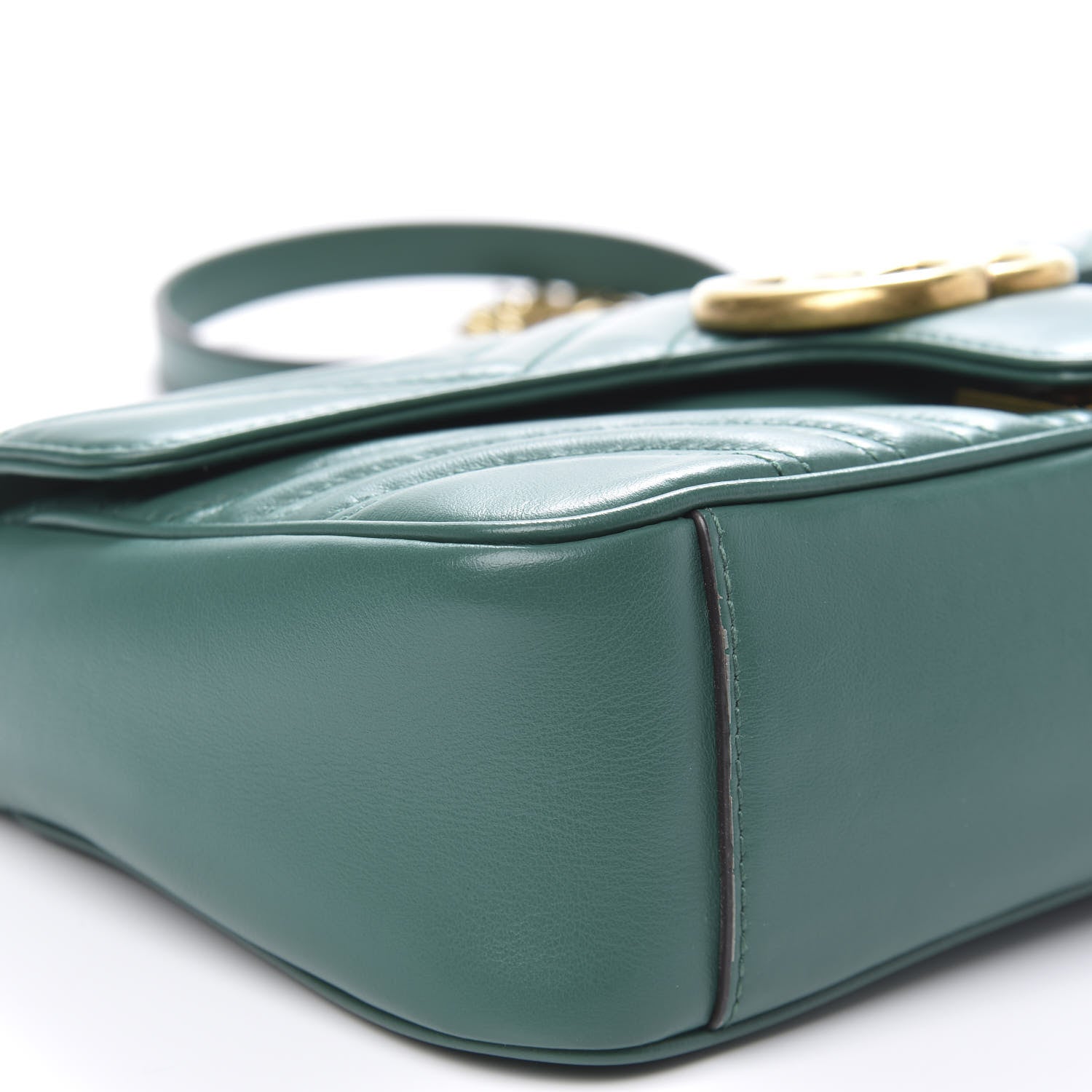 Gucci Calfskin Matelasse Small GG Marmont Shoulder Bag Emerald Green 9 of 11