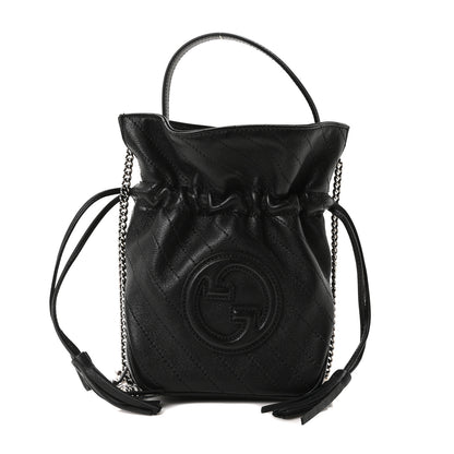 Gucci Sakai Be Green Calfskin Diagonal Stitched Mini Blondie Bucket Bag Black 1 of 10