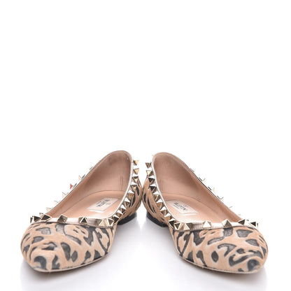 Valentino Garavani Calf Hair Leopard Print Rockstud Ballerina Flats 38 Fucile Al Campion 14 of 23