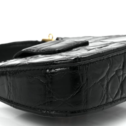 Alexander Wang Crocodile Embossed Calfskin Micro Legacy Hobo Black 10 of 12