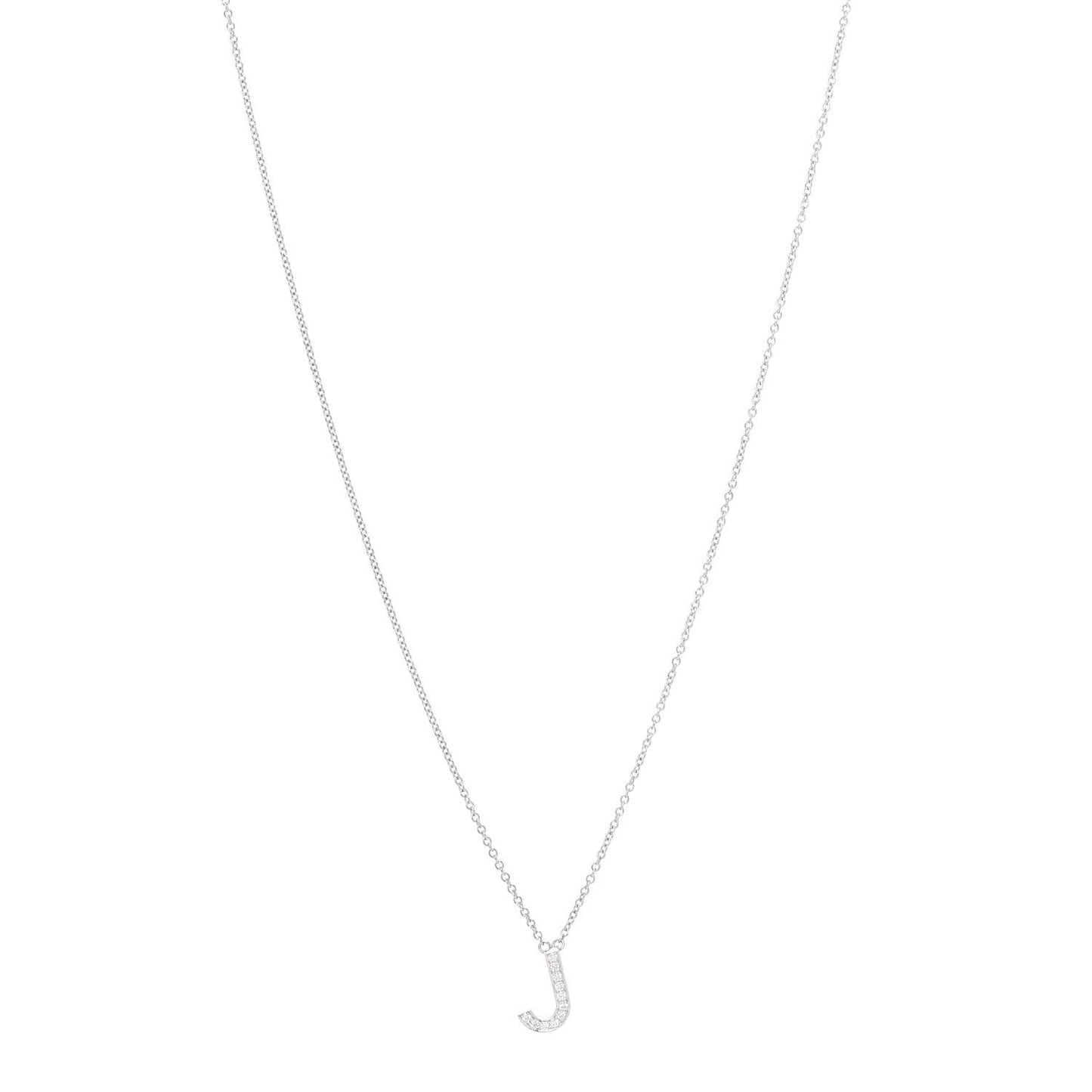 Platinum Diamond Letters J Pendant Necklace