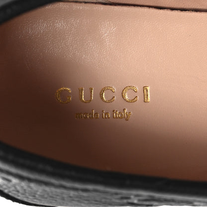 Gucci Piuma Calfskin Embossed Womens Platform Lug Sole Loafers 37.5 Black 9 of 10