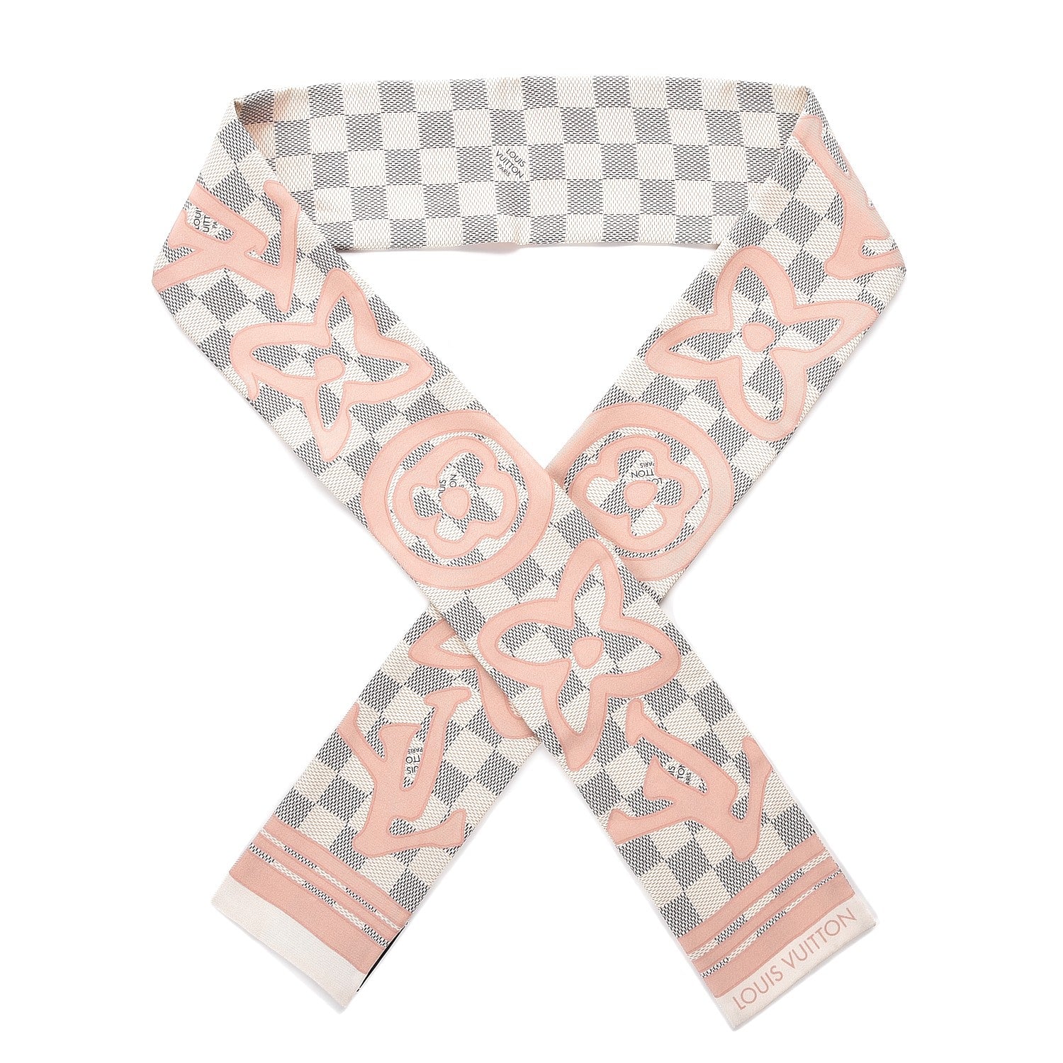 Louis Vuitton Silk Damier Azur Tahitienne Bandeau Rose Ballerine 1 of 5
