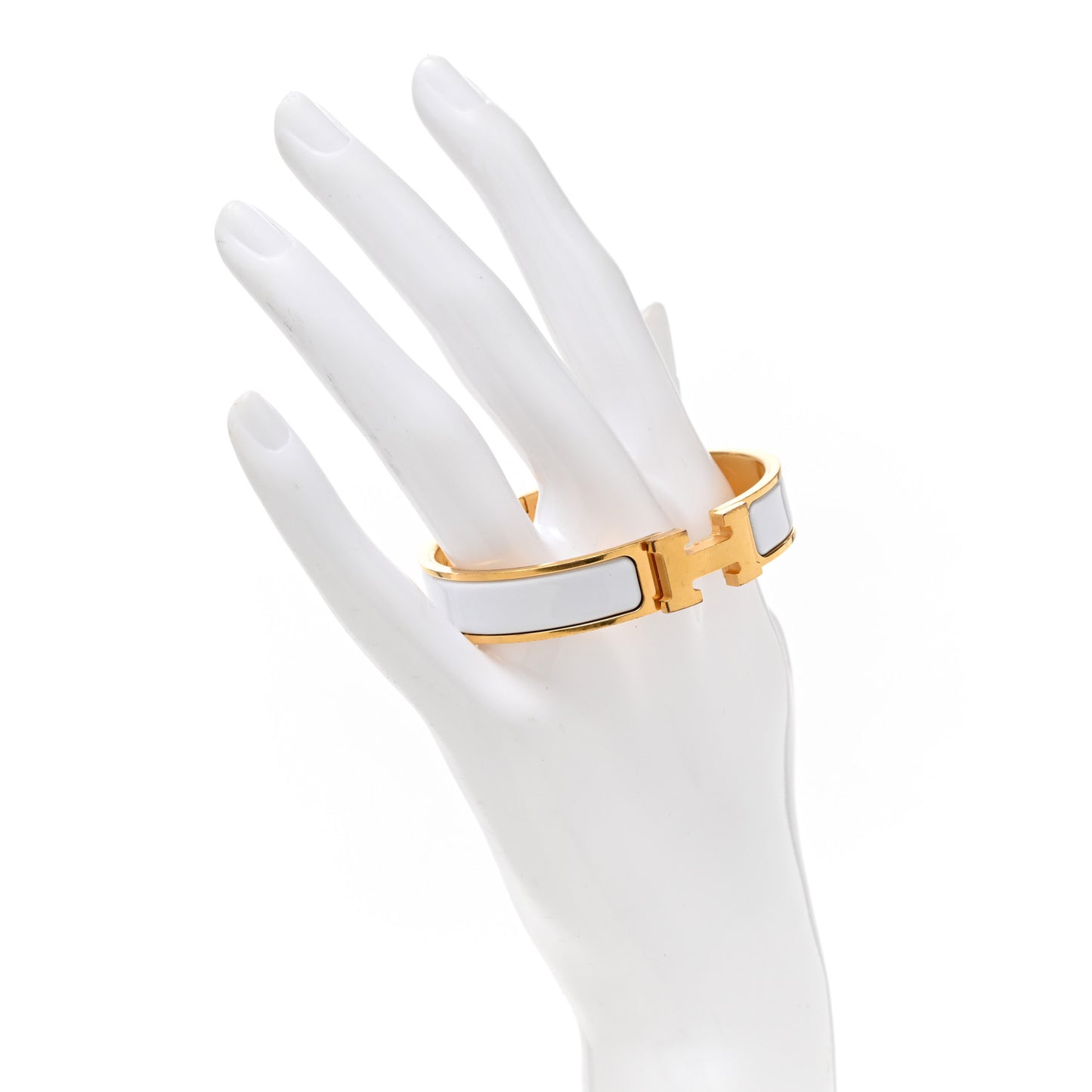 Enamel Narrow Clic Clac H Bracelet PM White