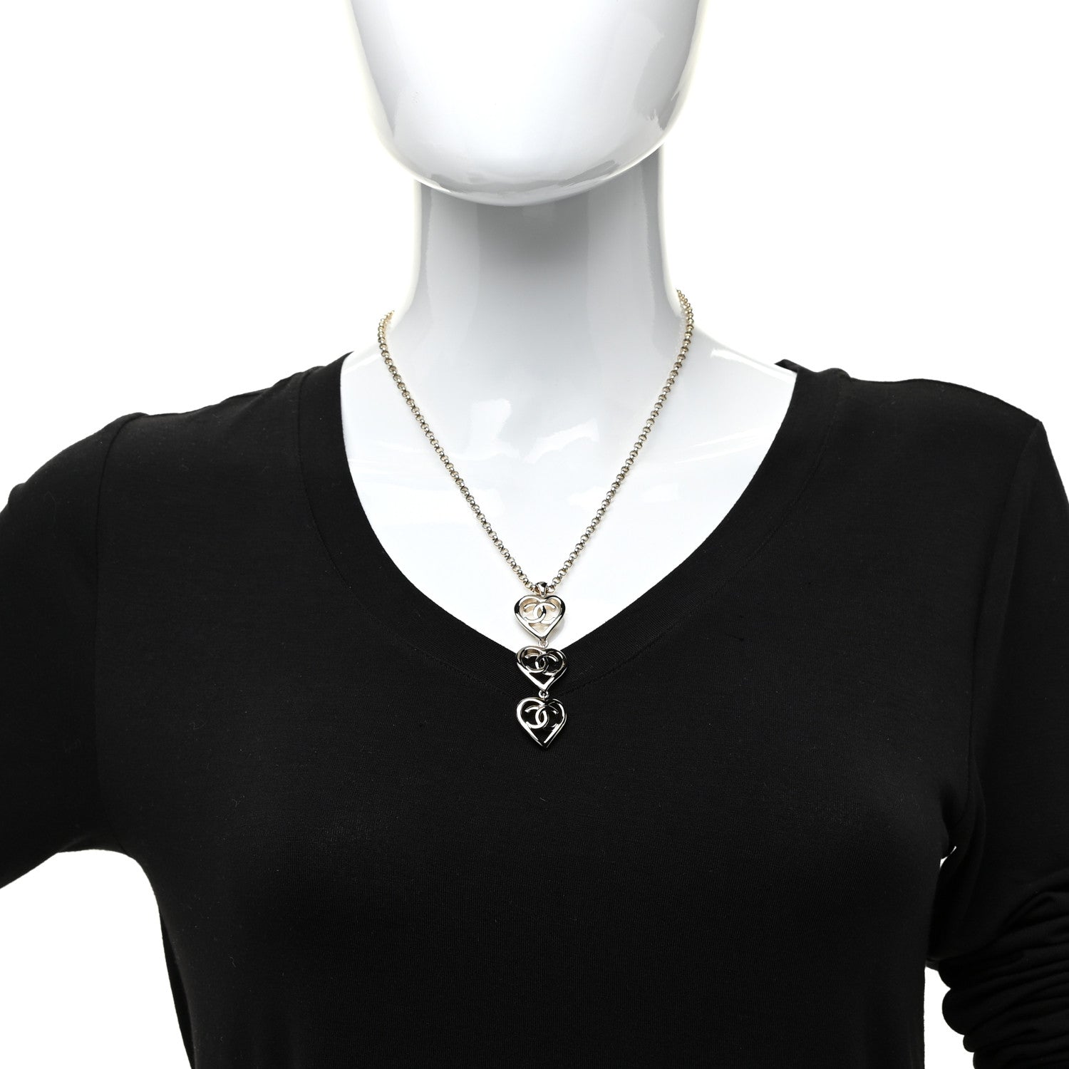 Chanel Metal CC Heart Coco In Love Drop Necklace Gold 2 of 6