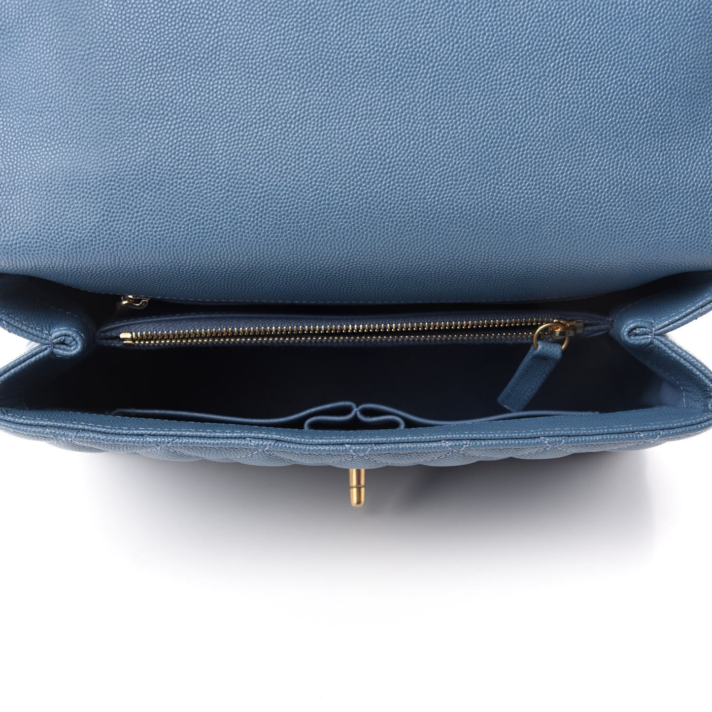 Caviar Lizard Quilted Small Coco Handle Flap Blue