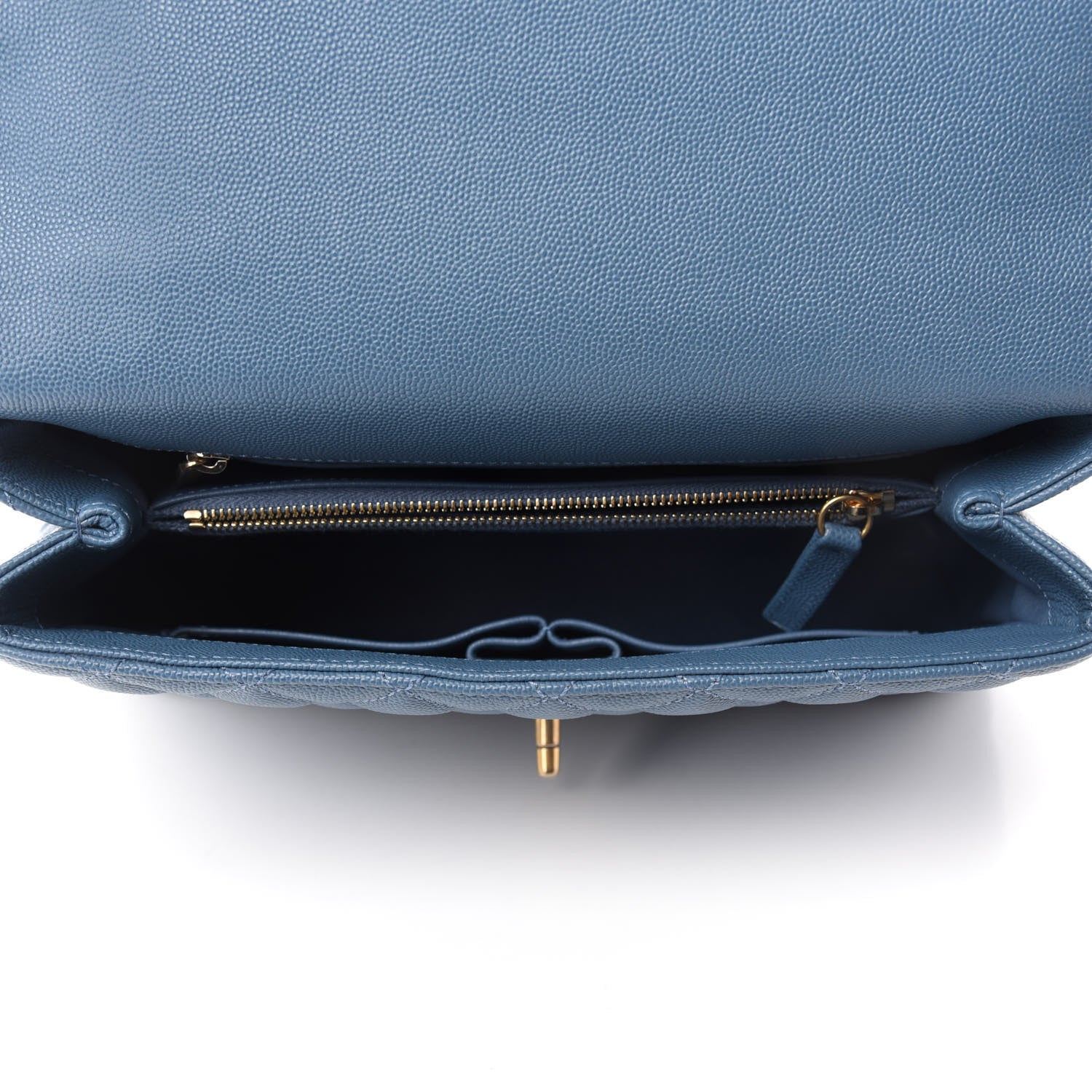 Chanel Caviar Lizard Quilted Small Coco Handle Flap Blue 5 of 10