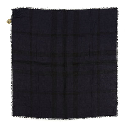 Burberry Modal Wool Overdyed Chambray Check Square Scarf Dark Purple 1 of 3
