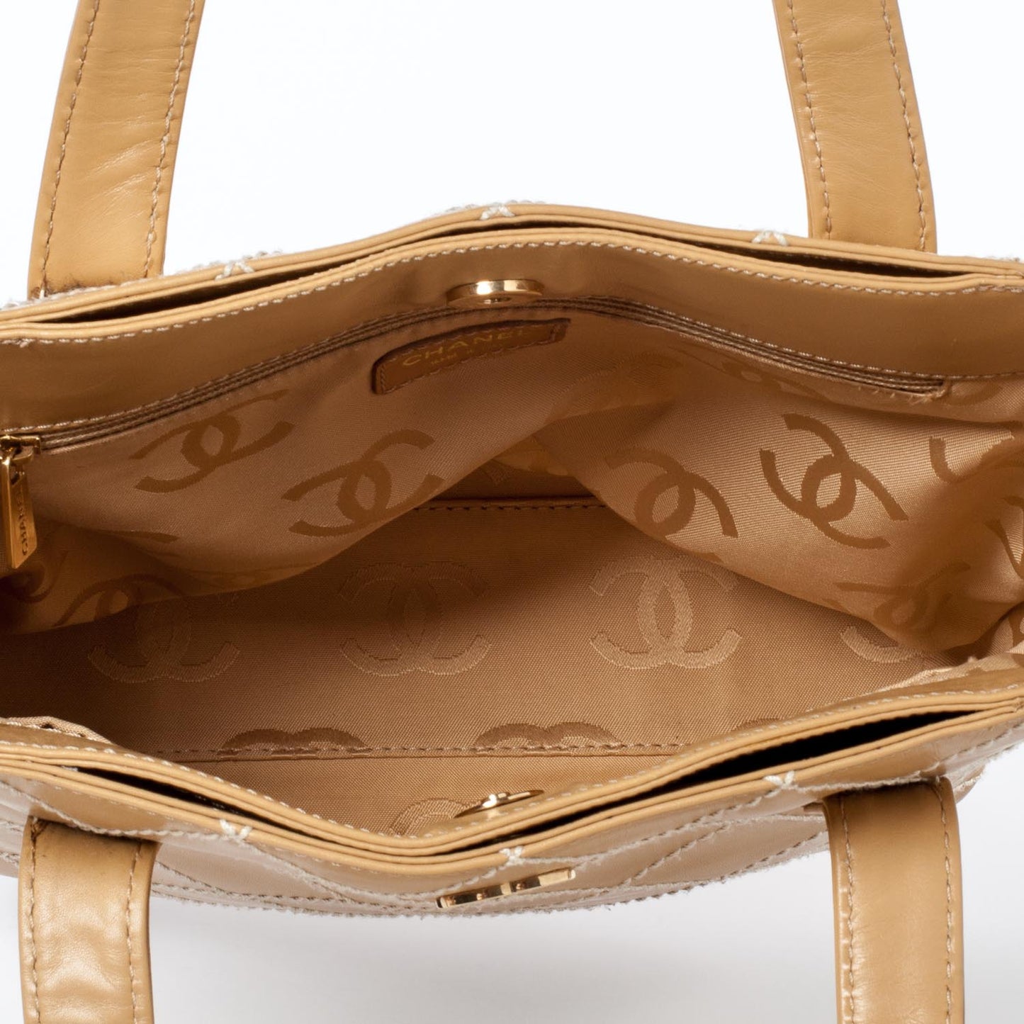 Leathter Contrast Stitch Small Surpique Tote