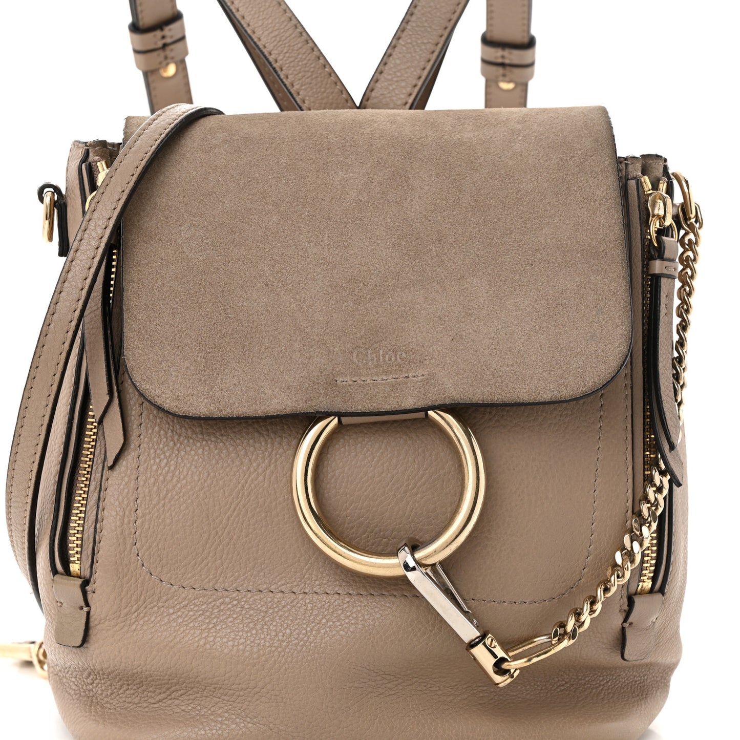 Suede Calfskin Medium Faye Backpack Motty Grey