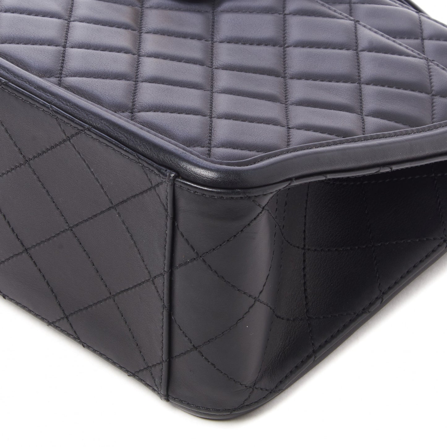 Lambskin Quilted Elegant CC Shopping Tote Black