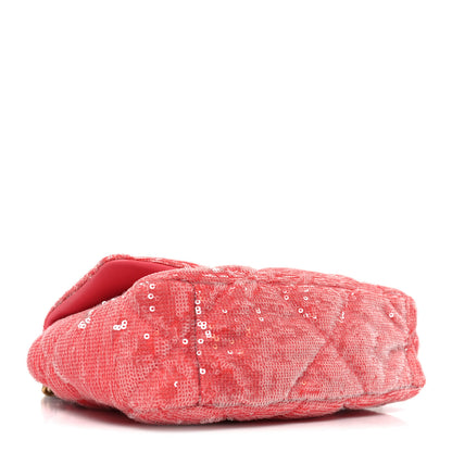 Chanel Sequin Quilted Medium Chanel 19 Flap Coral 4 of 10