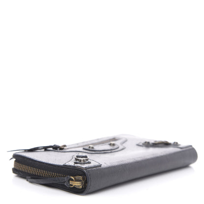 Balenciaga Agneau Classic Silver Hardware Continental Zip Around Wallet Black 4 of 8