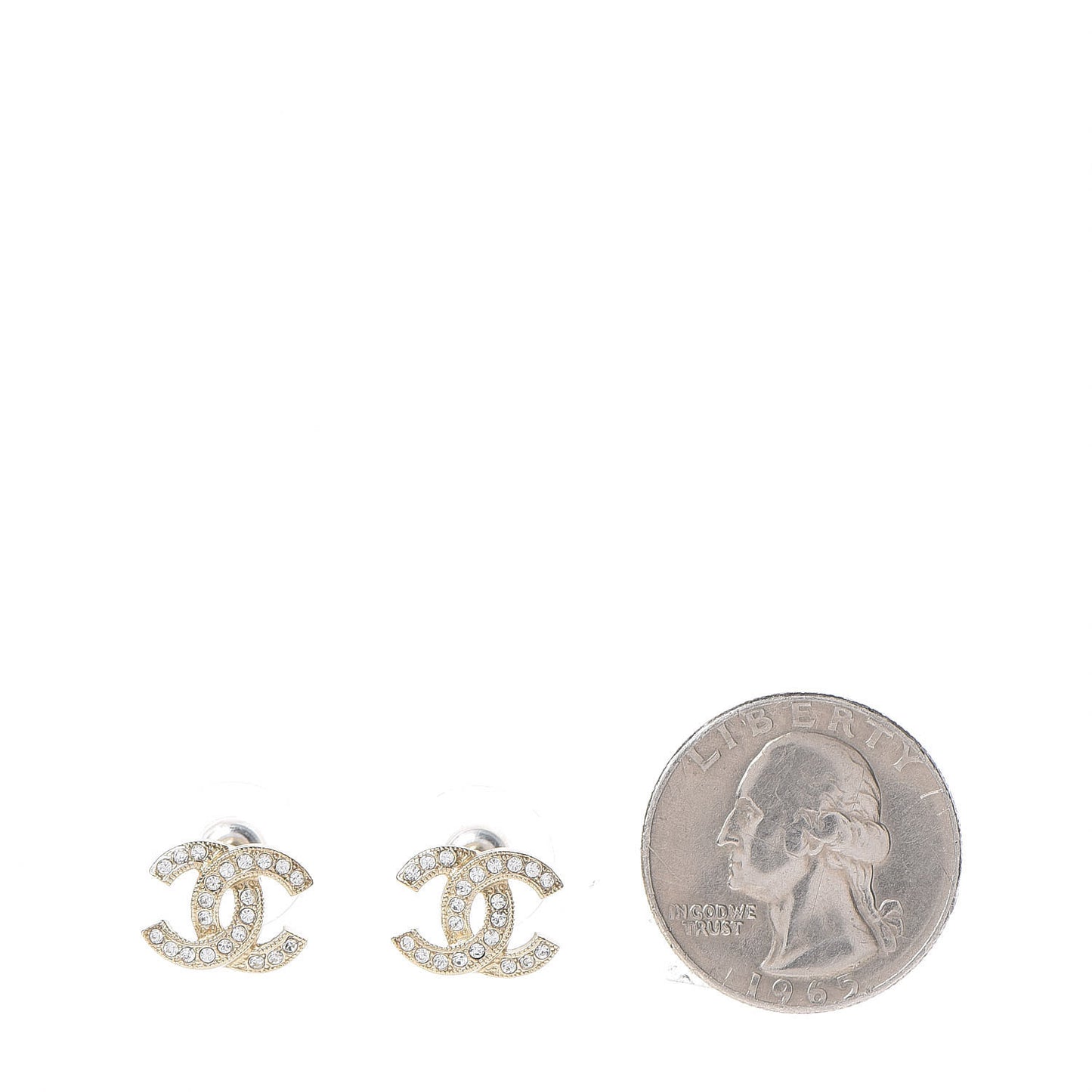 Crystal Mini CC Earrings Gold