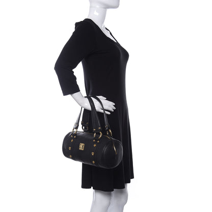 MCM Grained Calfskin Studded Heritage Barrel Bag Black 2 of 10