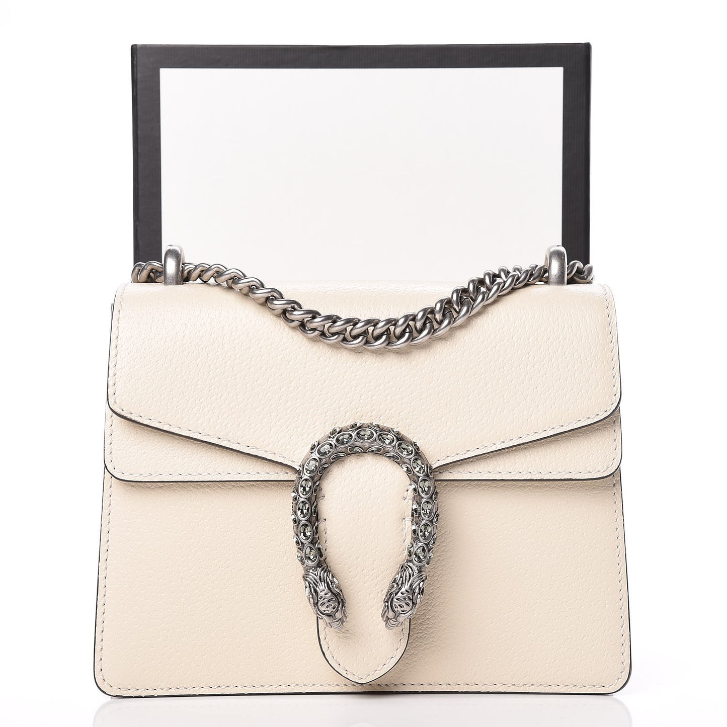 Textured Calfskin Crystal Mini Dionysus Shoulder Bag Mystic White