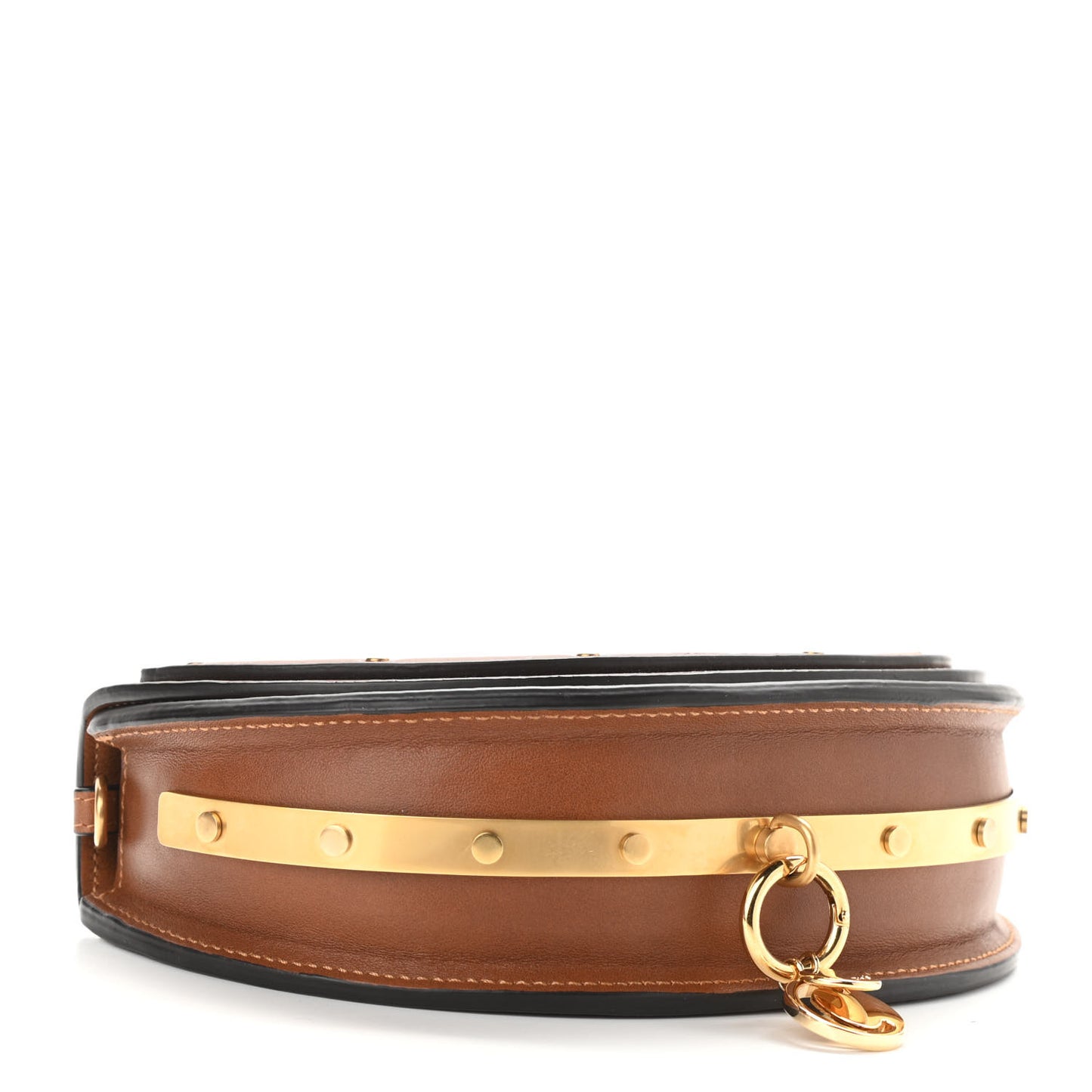 Calfskin Small Nile Bracelet Minaudiere Bag Caramel