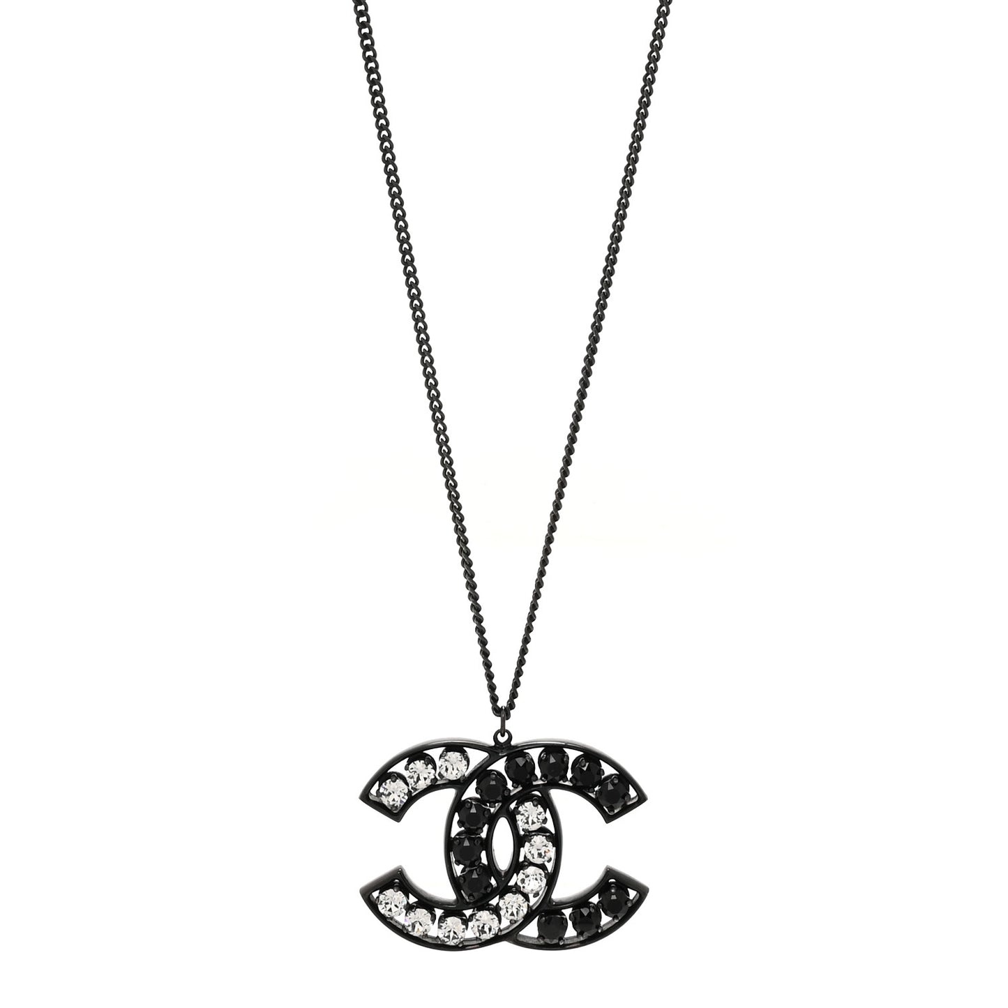 Ruthenium Crystal CC Necklace Black