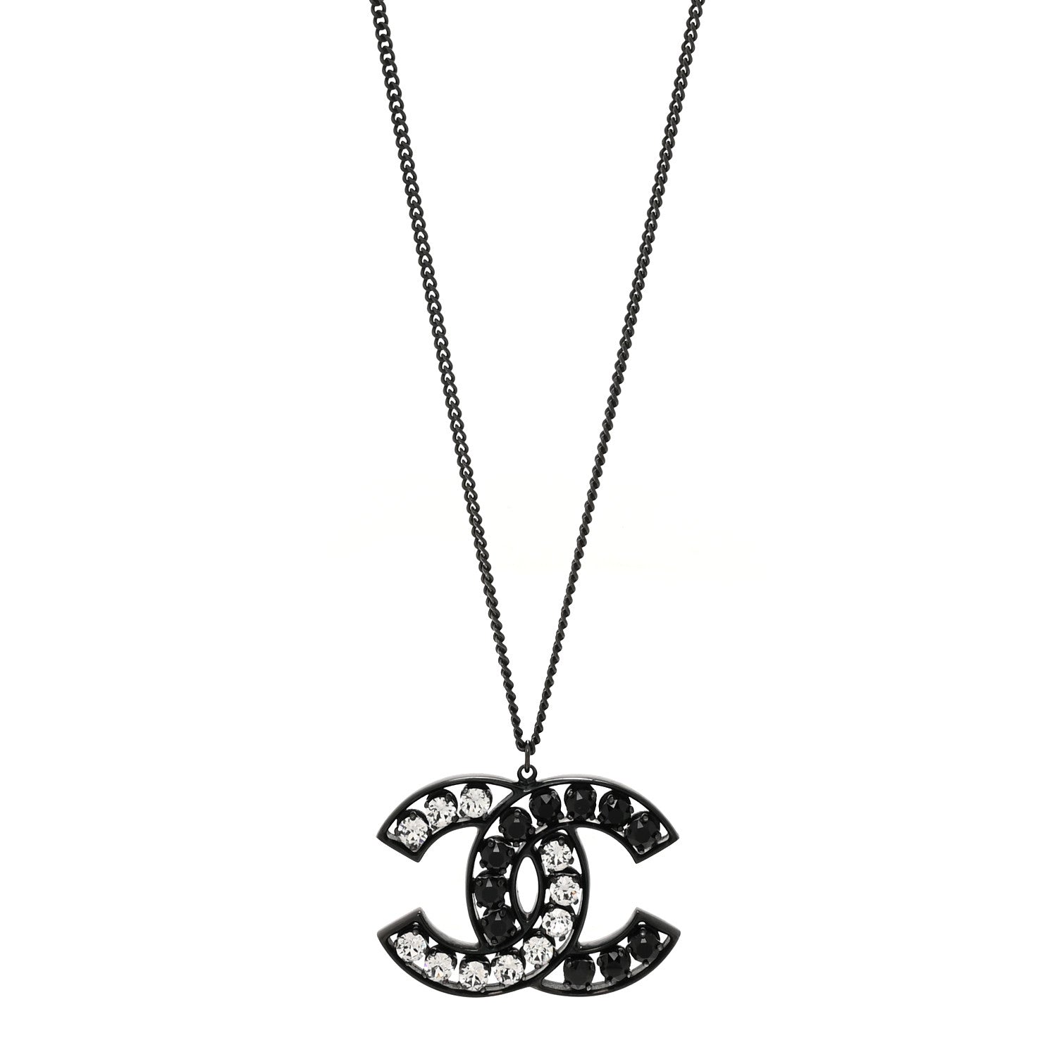 Chanel Ruthenium Crystal CC Necklace Black 1 of 4