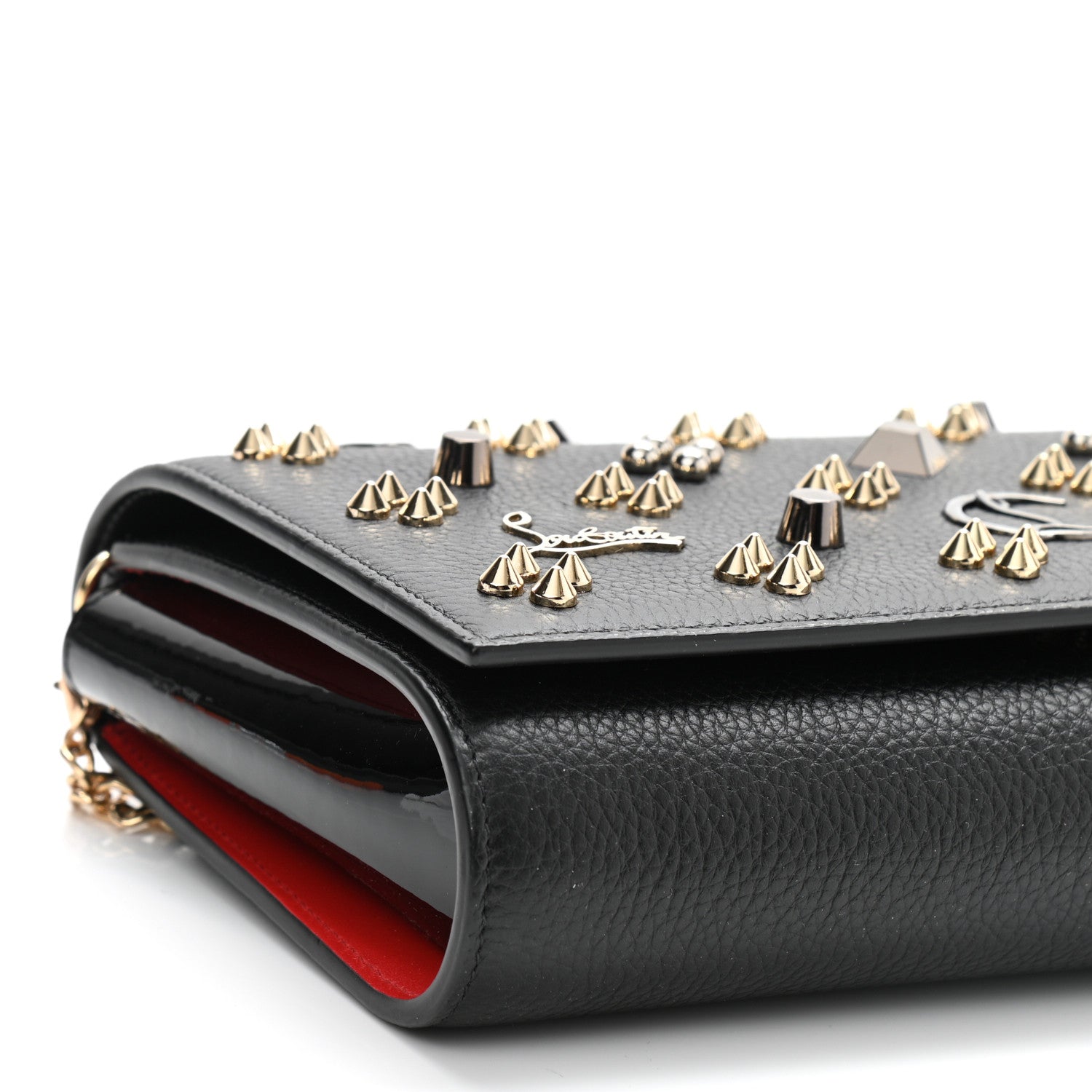 Christian Louboutin Grained Calfskin Spikes Loubinthesky Paloma Wallet On Chain Black Multimetal 18 of 19