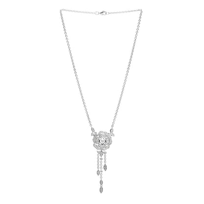 Chanel 18K White Gold Diamond Bouton de Camelia Transformable Pendant Necklace 3 of 5