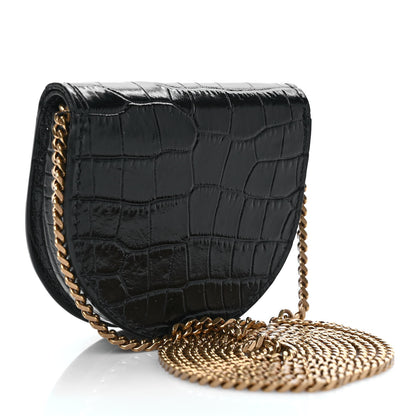 Saint Laurent Patent Crocodile Embossed Monogram Baby Kaia Crossbody Bag Black 2 of 8