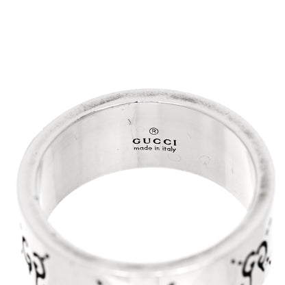 Gucci Sterling Silver GG Wide Band Ring 62 10 4 of 7
