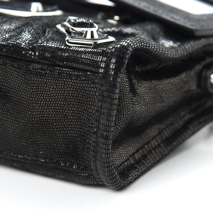 Balenciaga Lizard Embossed Agneau Silver Metallic Edge Hardware Nano City Black 10 of 10
