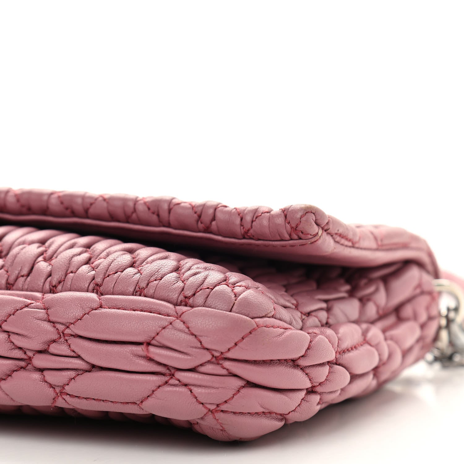 Miu Miu Nappa Matelasse Crystal Flap Clutch Rosa 11 of 12