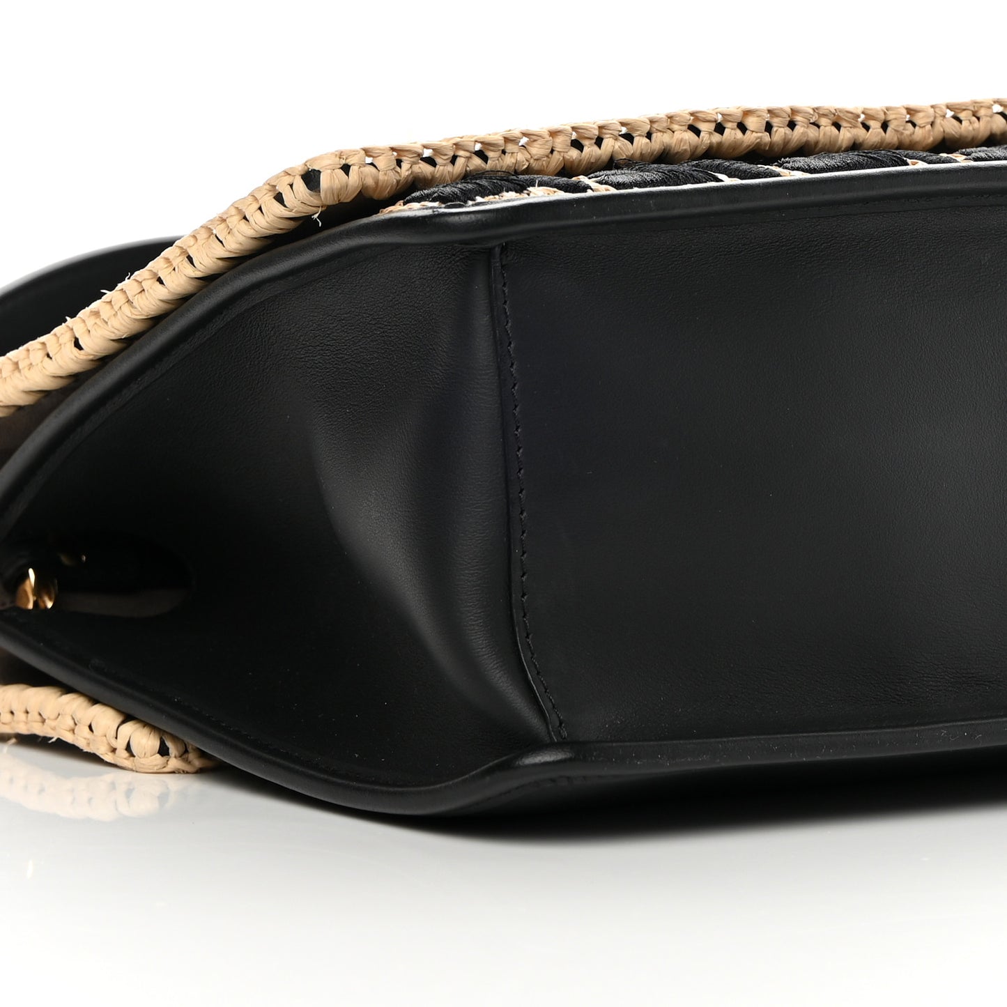 Vitello Century Raffia Snakeskin F is Fendi FF Woven Embroidered Kan I Shoulder Bag Black Natural