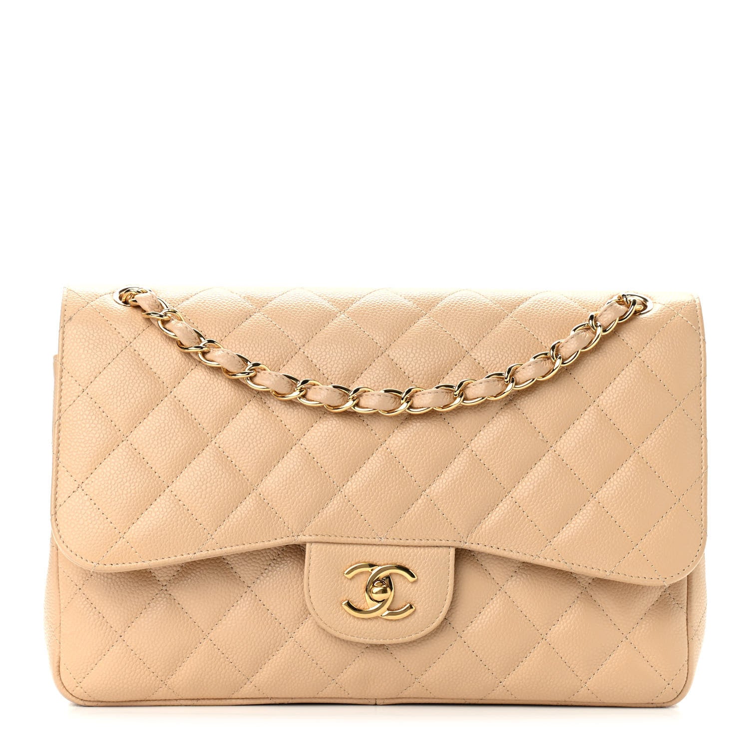 Chanel Caviar Quilted Jumbo Double Flap Beige Clair 1 of 9