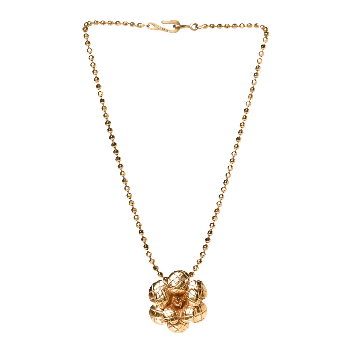 Quilted Camellia Necklace Gold