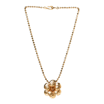 Chanel Quilted Camellia Necklace Gold 3 of 4